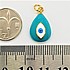 תליון עיין טיפה . צבע טורקיז. מצופה זהב gold plated