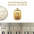 תליון מרובע תלת מימד, אל חלד זהב עם שיבוץ